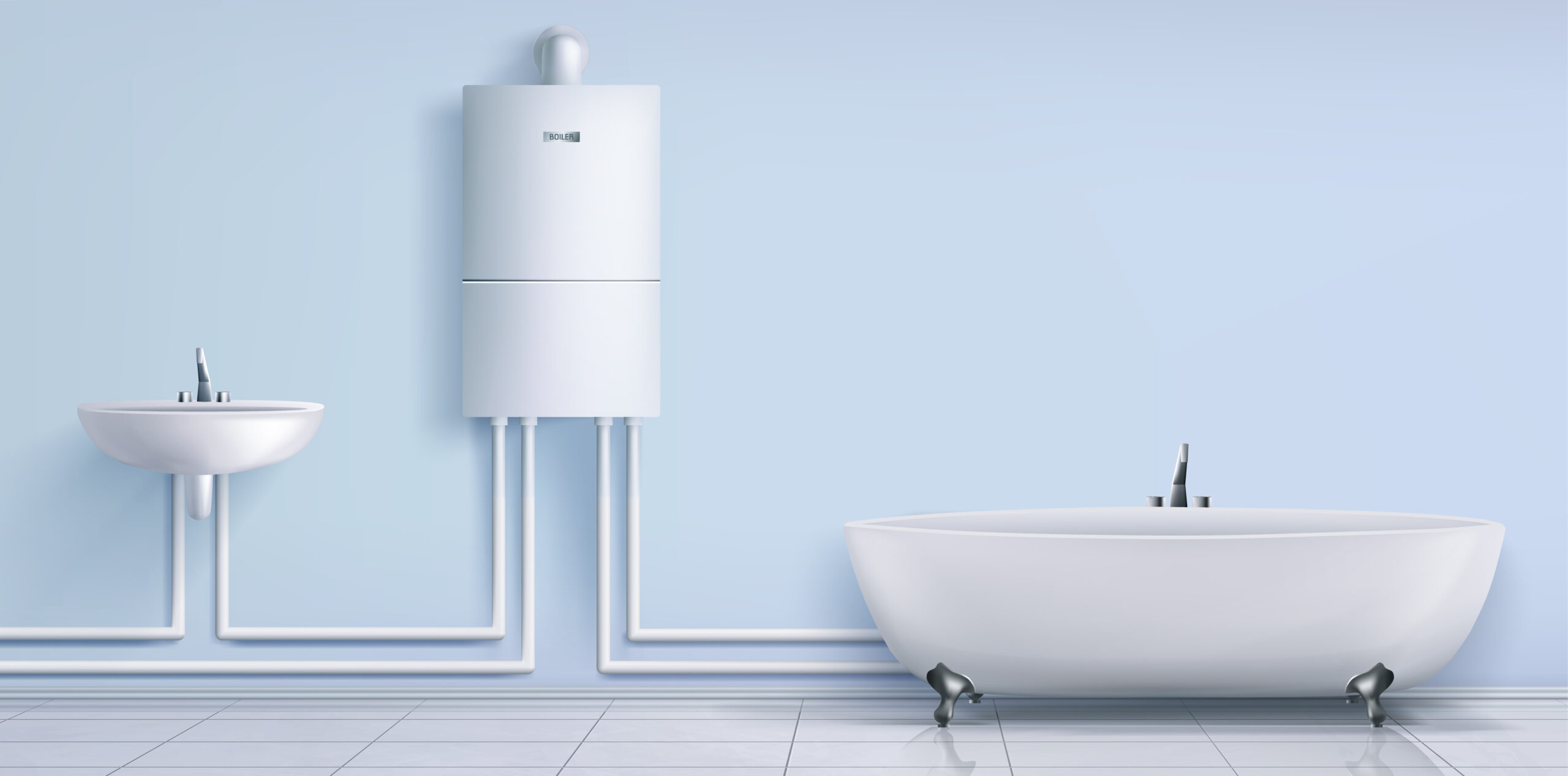 Bathroom boiler water heater washbasin and tub